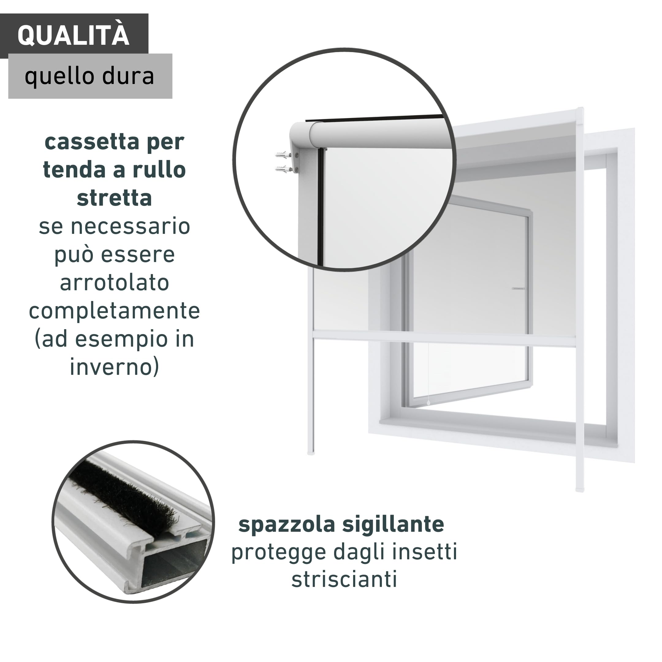 Windhager Protezione Insetti Basic, Zanzariera Avvolgibile in Alluminio, Kit Fai Da Te, 130 x 160 cm, Bianco, 04501