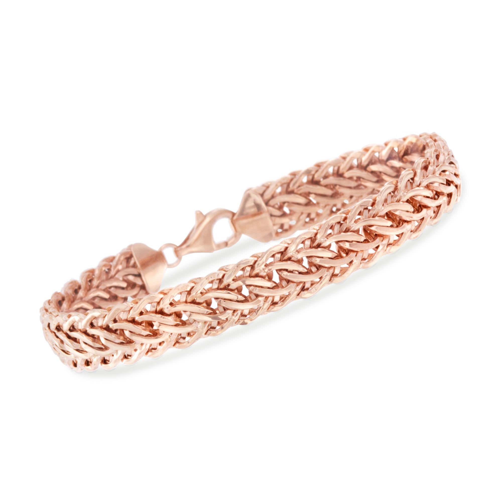 Ross-Simons14kt Rose Gold Woven-Link Bracelet