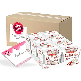 Pere's Candy Bundle for 6 x 150 g Raffaello Delicate Coconut Fine Milk Cream + Pere's Candy Notepad DIN A7 25 Sheets