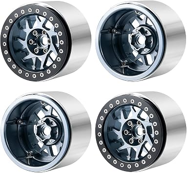 Set of 4 RC Beadlock Wheels 45 mm for 1/10 Axial SCX10 90046 TRX4 TRX6 Wraith RR10 D90 RC Crawler Car Titanium