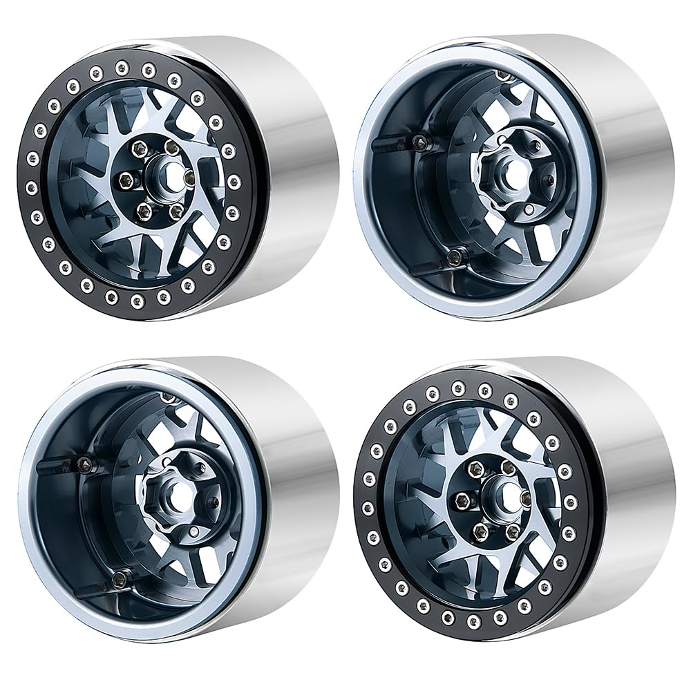 4 Stück 2.2 Titan Beadlock Felgen für SCX10 TRX4 TRX6 1/10