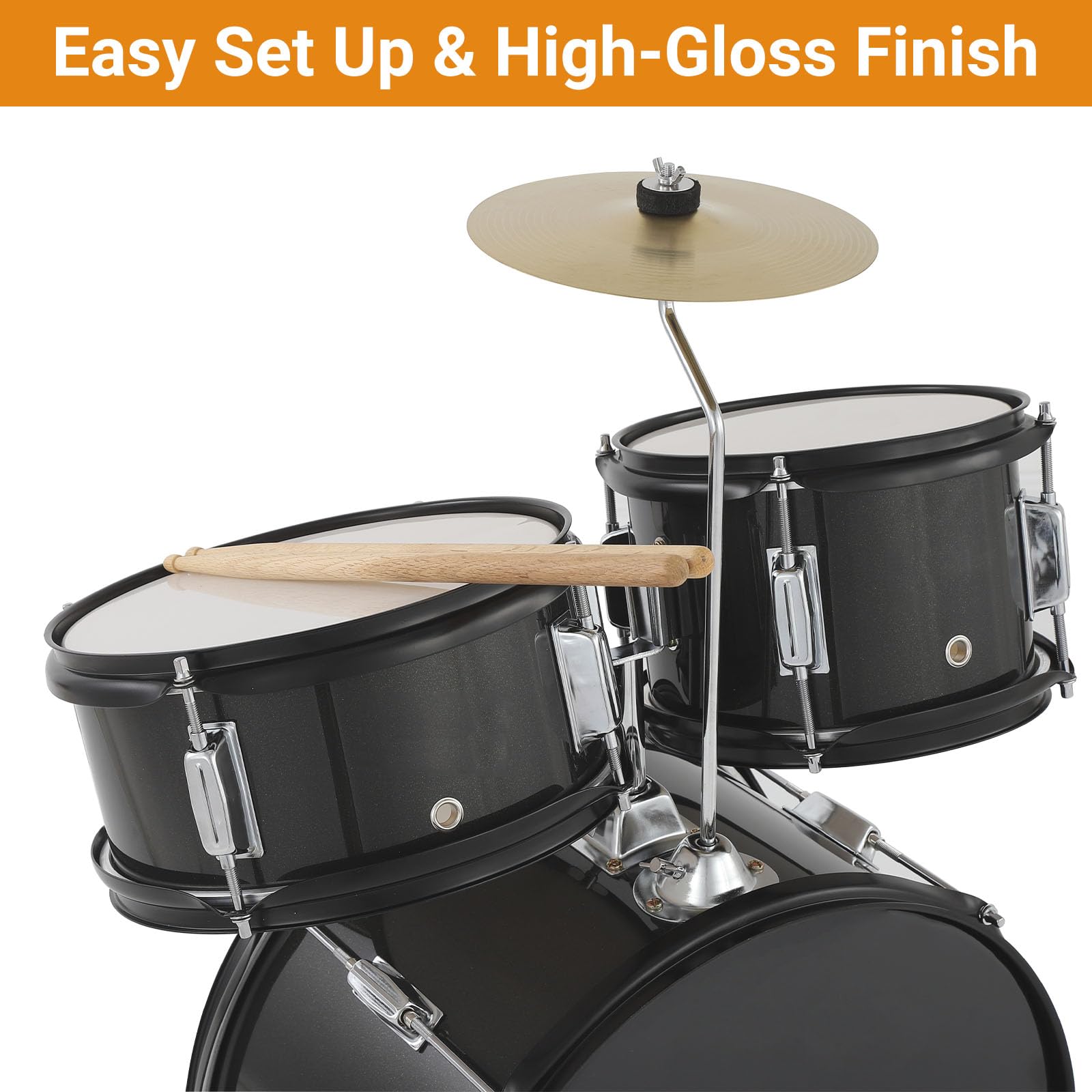 5-Teiliges Kinder-Schlagzeug, e-Drums Set, Junior-Schlagzeugset Mit Bassdrum, Snare, 2 Toms, Becken, Hi-Hat, Hocker, Trommelstöcken Und Pedalen, Musikalisches Geschenk Für Anfänger Ab 4 Jahren