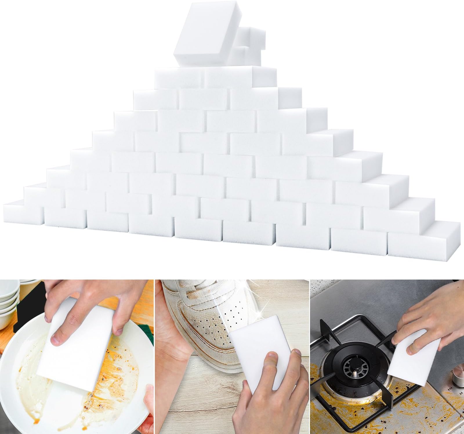 50 Pack Magic Sponge Eraser,Extra Thick and Long Lasting Melamine Cleaning Sponges,Multi-Functional Household Cleaning Kitchen Dish Sponge for Furniture,Bathtub, Sink,Floor, Wall Cleaner