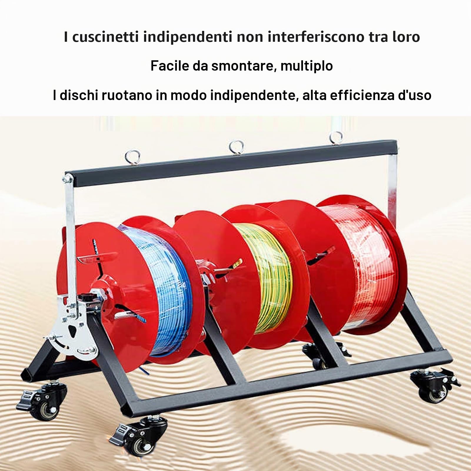 GCGC Carrello for Rocchetti di Filo, Porta Tubo con Freno, Ruota Girevole, Organizer for Cavi, Corde, Paracord E Cavi.(38x83.5x28cm)