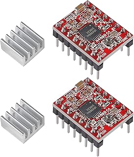 D-FLIFE 2pcs A4988 Stepstick Stepper Motor Driver Module with Heat Sink for 3D Printer Reprap Suitable for Arduino CNC