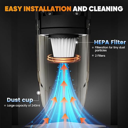 Miniatura 5 de Aspiradora de mano inalámbrica, de 12 KPA inalámbrica con motor sin escobillas, recargable de 6000 mAH, mini aspiradora para automóvil, hogar,