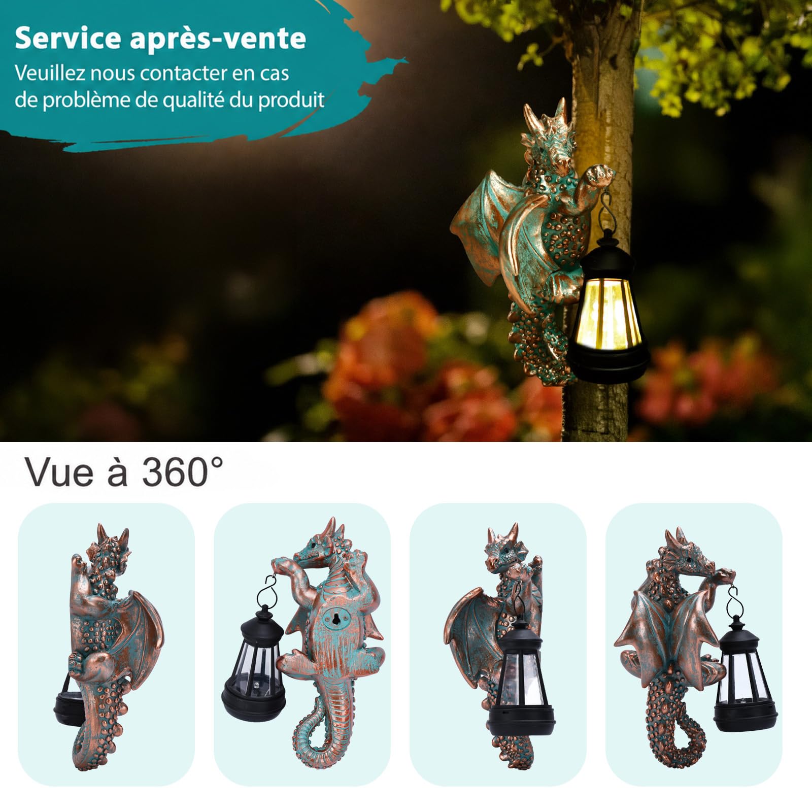 Yeomoo Dragon Solaire Suspendu avec éclairage LED pour Jardin extérieur
