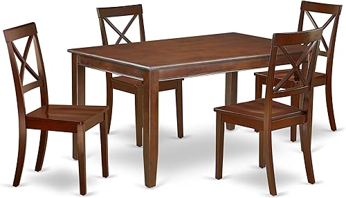 Miniatura 13 de East West Furniture DUBO7-BLK-W - Juego de comedor de 7 piezas que consta de una mesa de comedor rectangular y 6 sillas de cocina, 36 x 60 pulgadas,