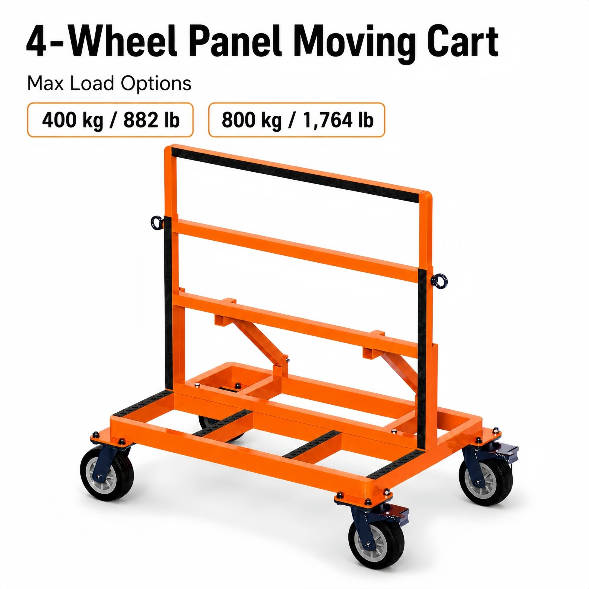 Plattenwagen mit Rollen for Glas, Steinplatten und Platten | Verstellbarer Rahmen und Gummiauflagen， Faltbare Form mit Rollen mit Bremse(6 inches,800kg/1760lb)