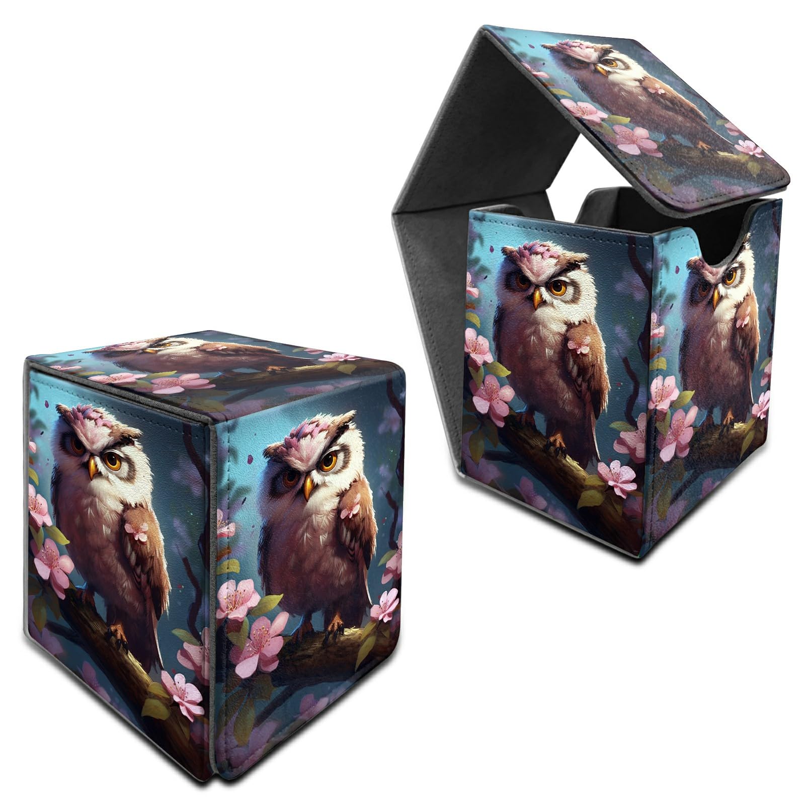 RWUTYTIUL for MTG Commander Deck Box, Card Storage Box Fits 100+ Sleeved Cards, PU Leather Large Size Strong Magnet Card Deck Case Holder for Board Game Magic MTG TCG CCG, Flower Eagle — image 1