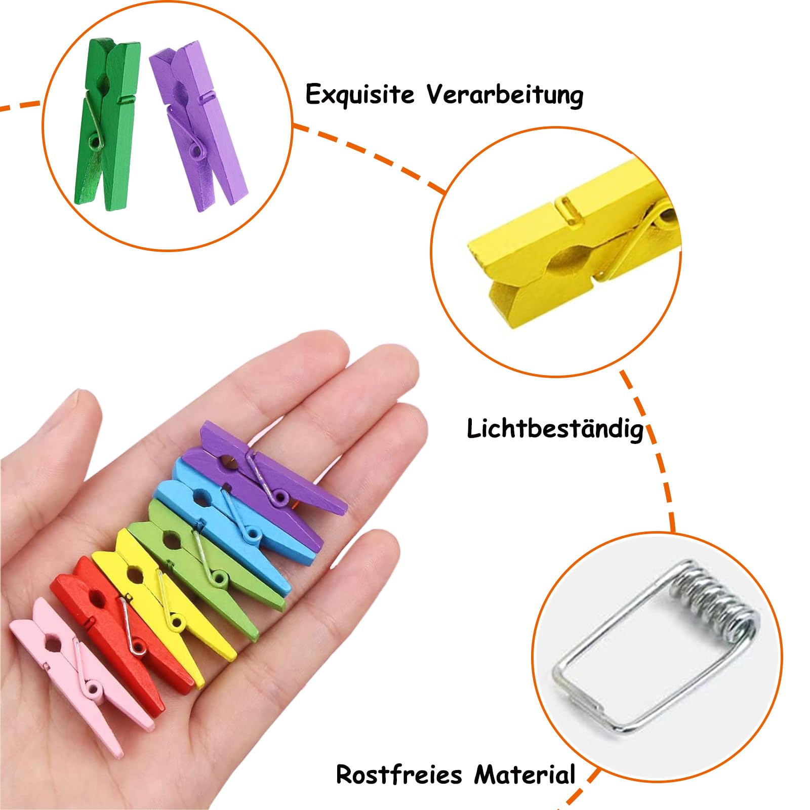 Mollette In Legno, L: 30 mm, L: 3 mm, 100 pz, mollette piccole legno - .or