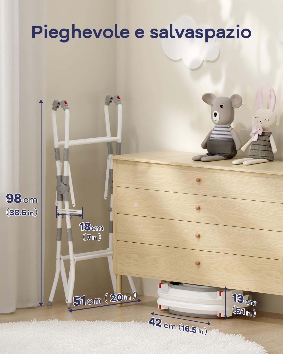 2 in 1 Bagnetto neonato con supporto, vaschetta da bagno con rete di sostegno per neonati e bambini piccoli, design multiuso e pieghevole per riporla facilmente, grigia