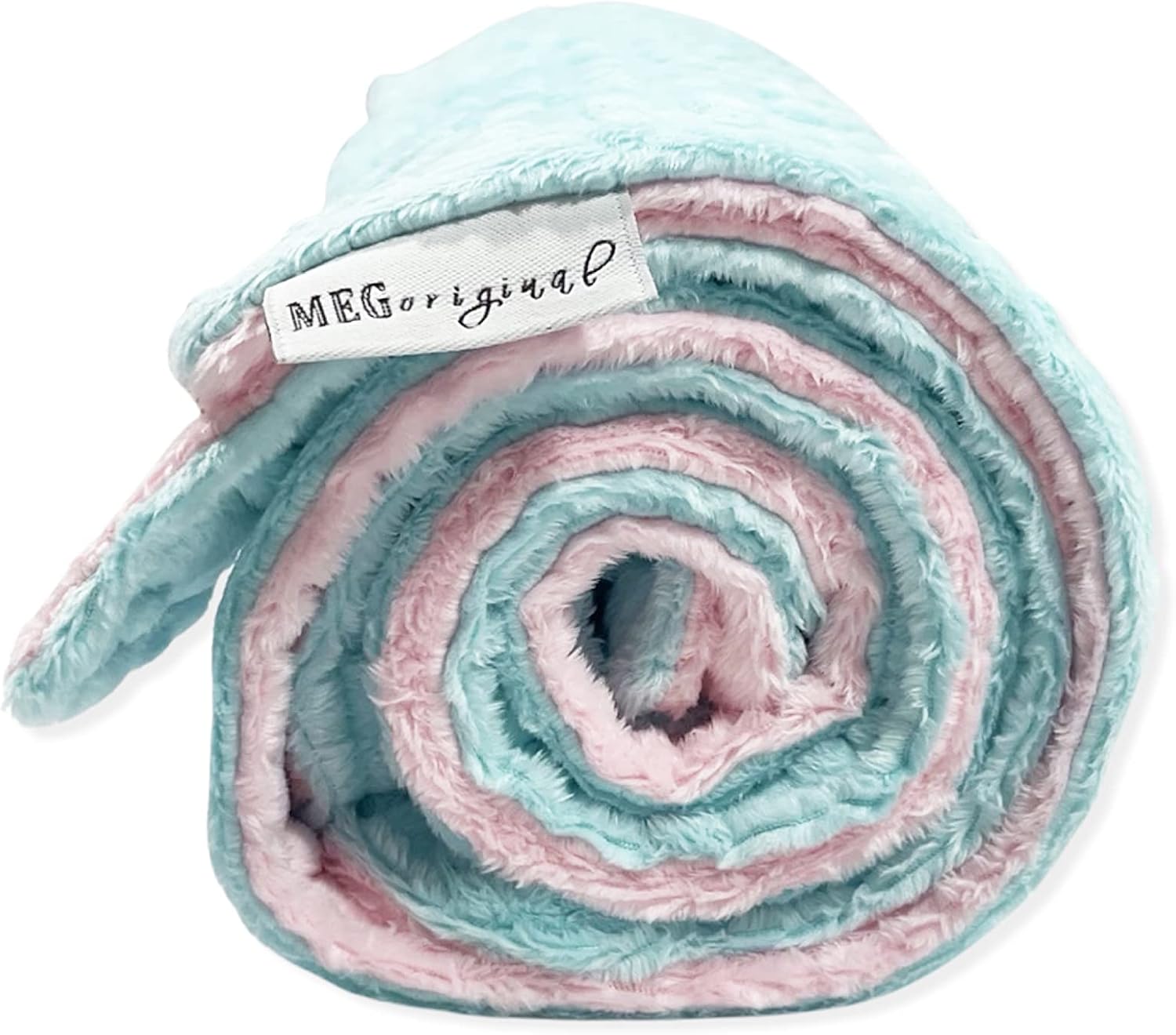MEG ORIGINAL Pink & Aqua Minky Dot Baby Girl/Toddler Crib Blanket