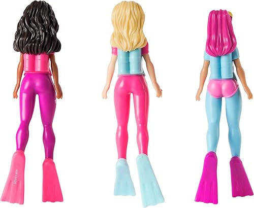 Miniatura 8 de SwimWays Barbie - Paquete de 3 personajes de buceo, accesorios de piscina y juguetes de piscina para niños, suministros para fiestas en la piscina y