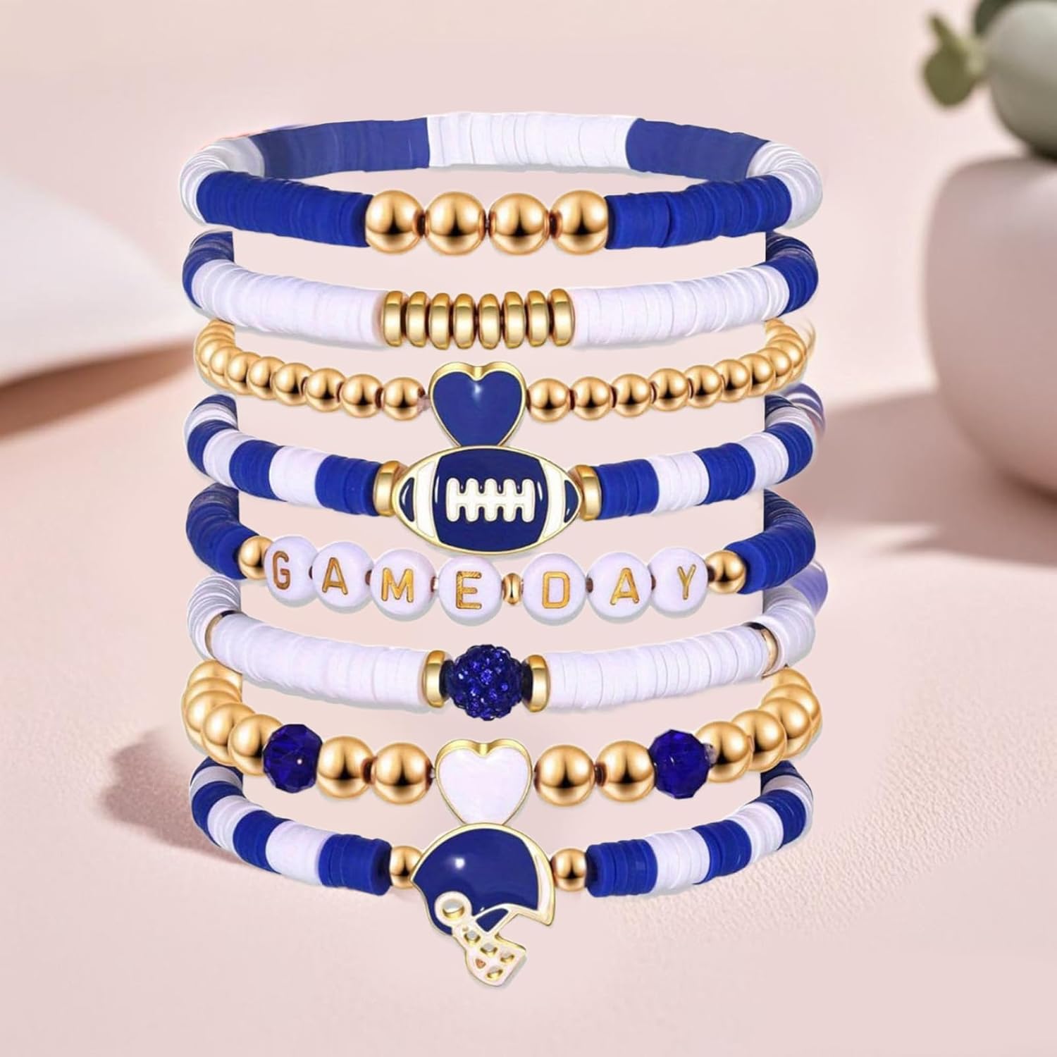 Football Baseball Bracelet for Women Game Day Bracelets for Women Stackable Heishi Clay Beaded Stretch Bracelets Soccer Outfit Accessories Party Favors Gifts - Image 5