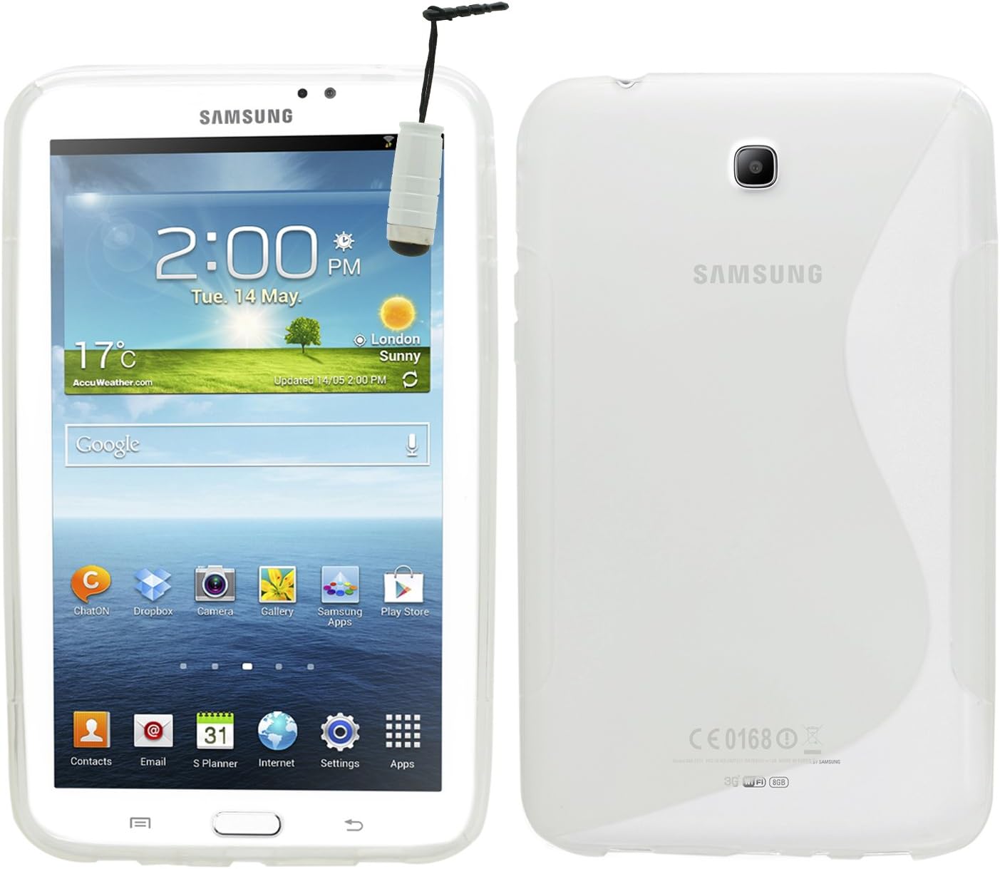 Samrick S Wave Hydro Gel Protective Case with Screen Protector, Microfiber Cloth and High Capacitive Mini Stylus Pen for 7.0 inch Samsung Galaxy Tab 3 P3200/P3210 - Clear Transparent