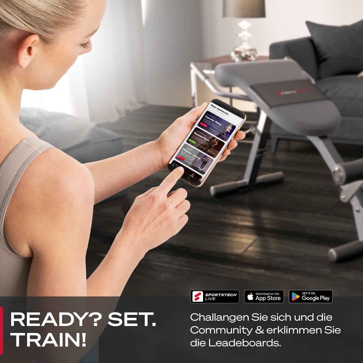 Sportstech Klappbare & verstellbare 3in1 Hantelbank für Zuhause – Bauchtrainer, Rückentrainer & Beincurler | Optimal für ein effizientes und effektives Home Gym Workout bis 130kg | BRT200