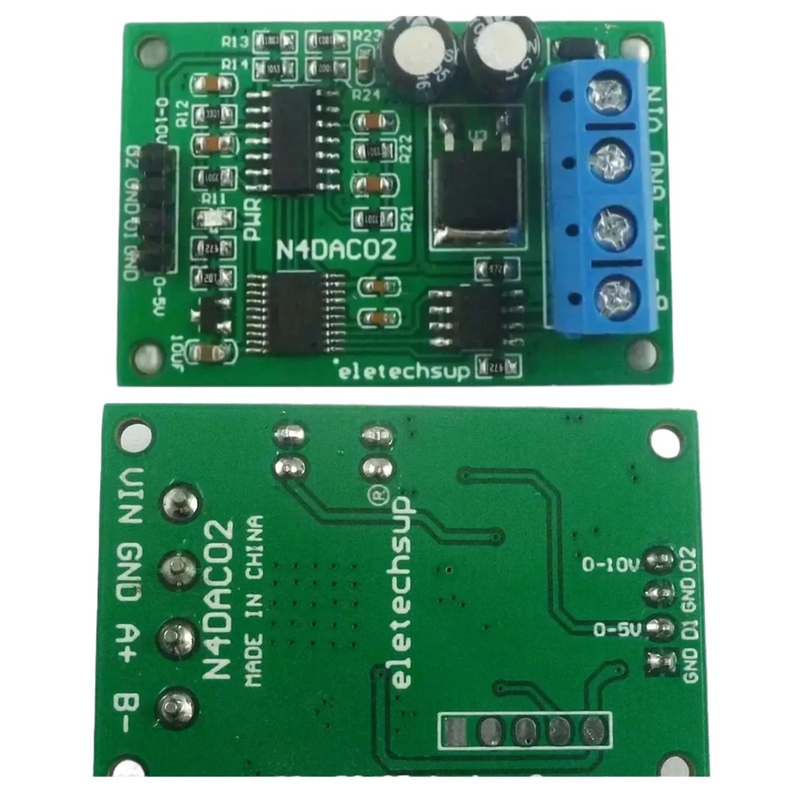 Module DAC CC 12V convertisseur 0-5V 0-10V RS485 N4DAC02 pour commande analogique API - 4