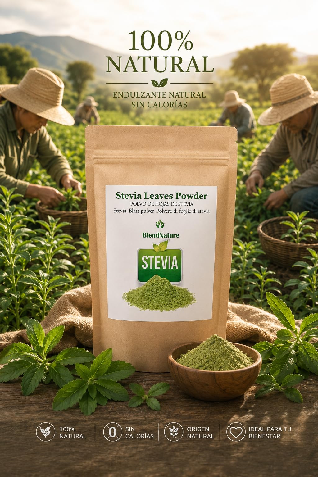 Stevia Pulver 100% Natürlich 200g – Ausgewählte Blätter – Vegan