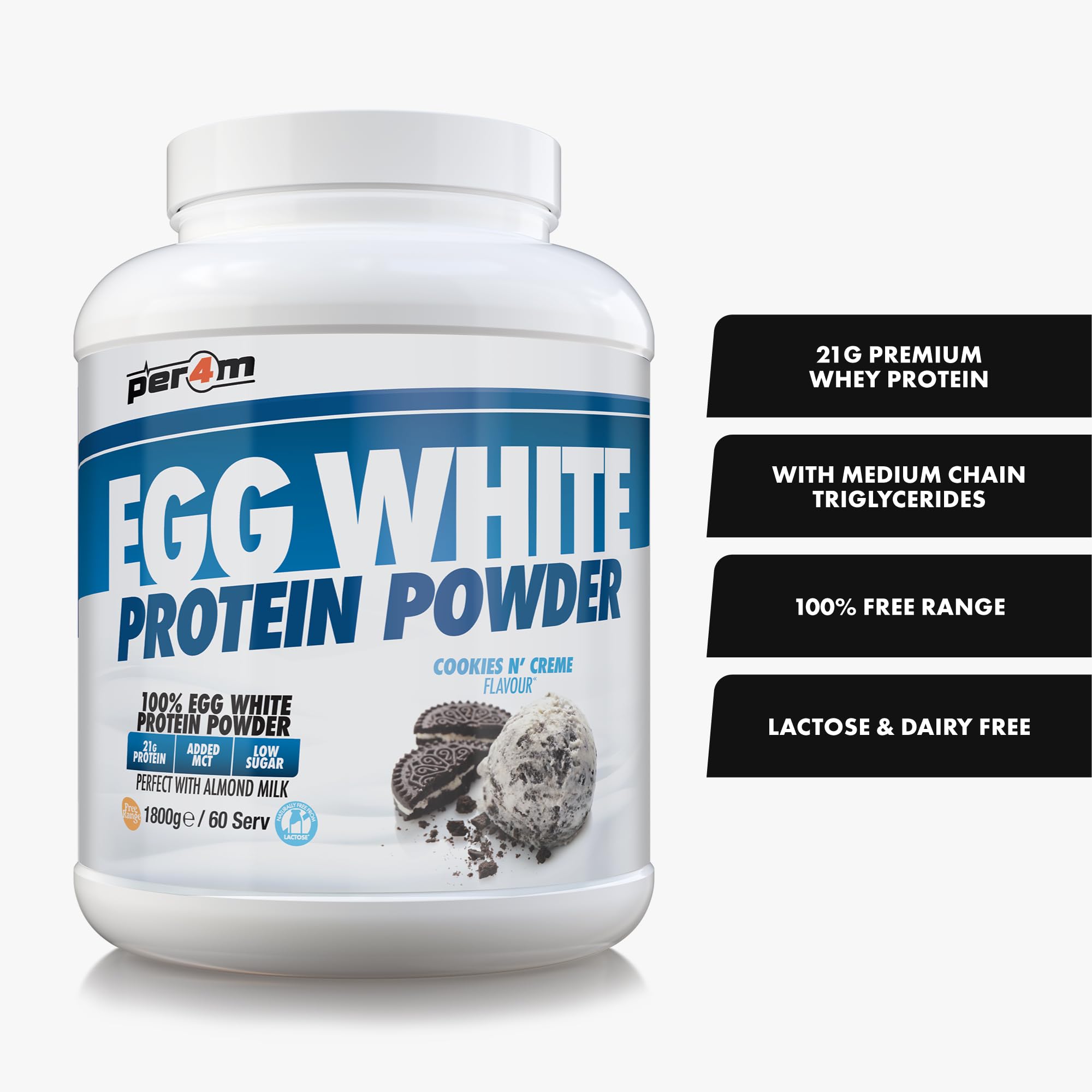 Per4m Egg White Protein Powder (1800g) Cookies et crème