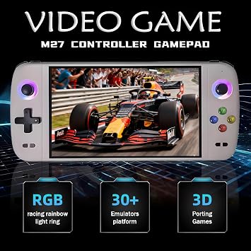 New M27 Handheld Game Console,Built-in 64G with 20000 games,Linux System,7-inch big IPS Screen,Portable Pocket Mini Arcade,HD Output (Gray,64G)