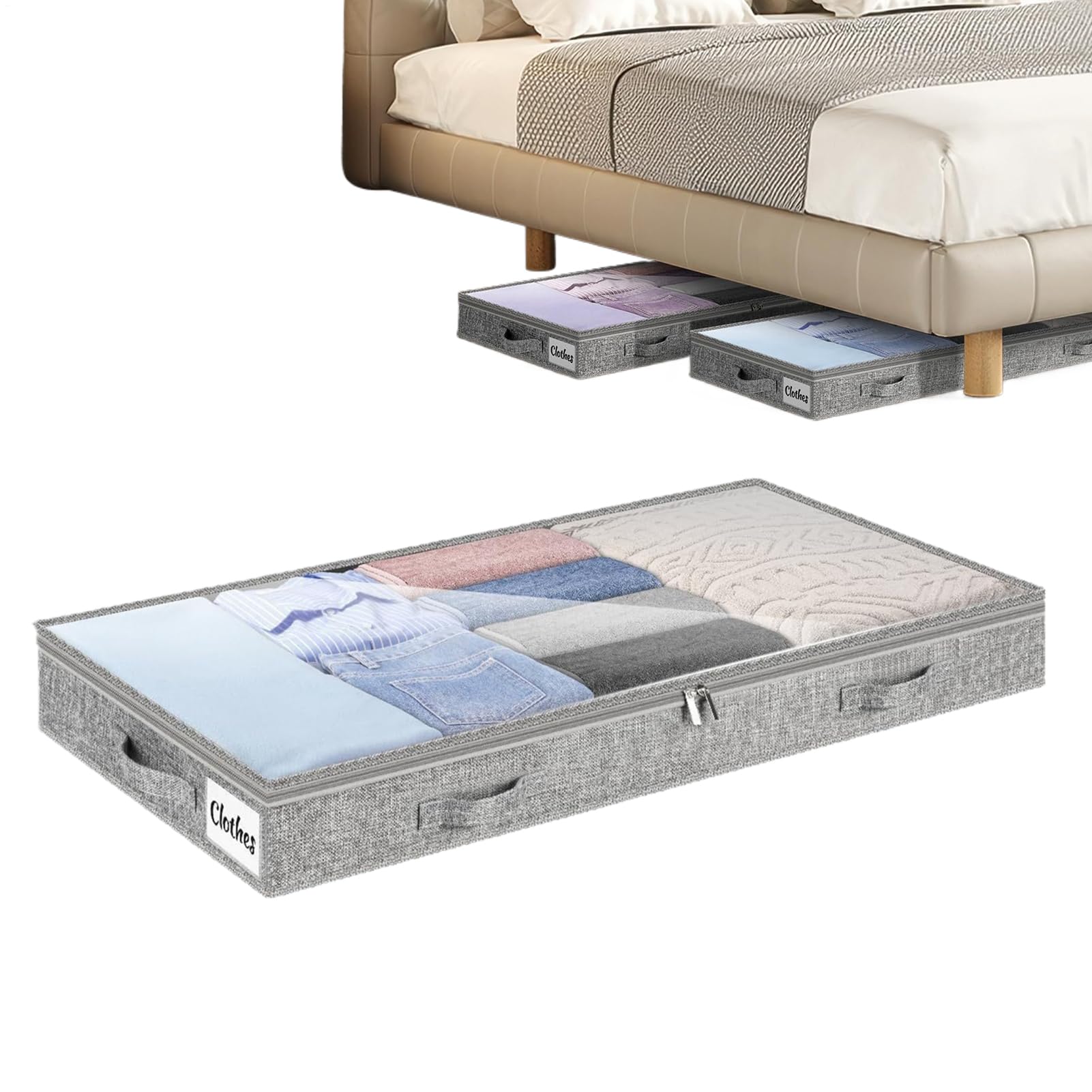 Bolsas de almacenamiento con cremallera bajo cama transpirables y antipolvo para edredones
