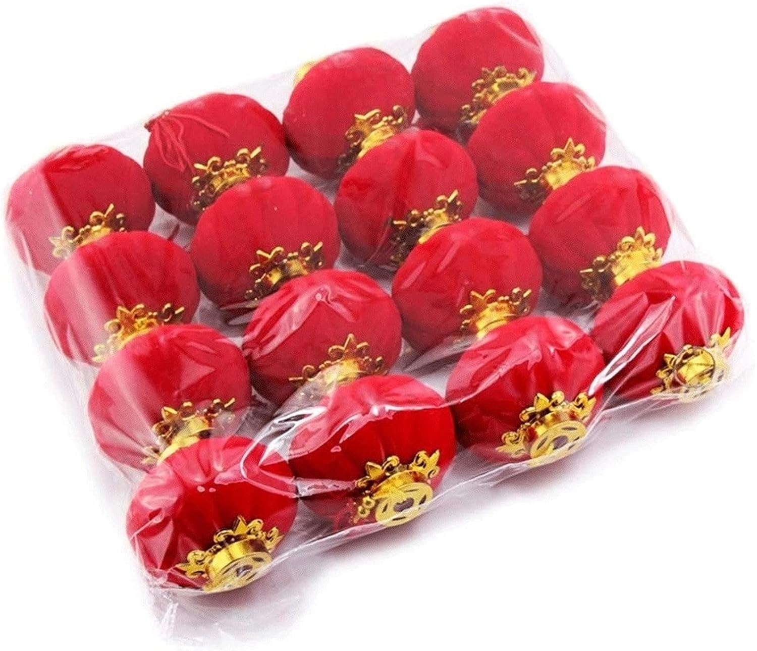 Chinese Red Lanterns Festival Decorations,16 Pieces, Flocking Small Shape Hanging Tassel,Decorations for Party Lantern Wedding Supplies Spring Festival New Year Decorations Mid-Autumn Festiv