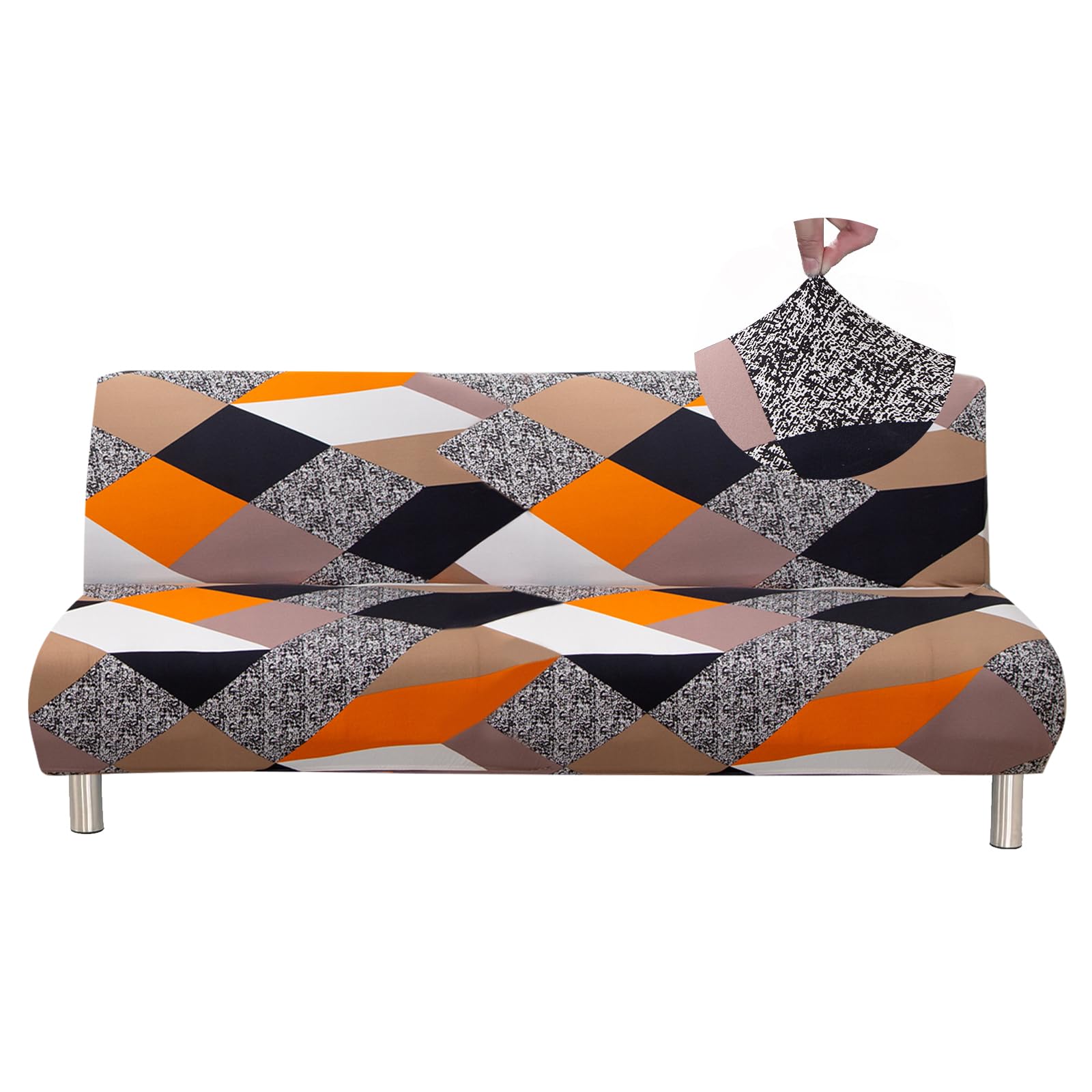 Jaotto Copridivano Clic Clac estensibile a 3 posti, fodera per divano senza braccio, elastica, in spandex, protezione per divano letto universale, geometria