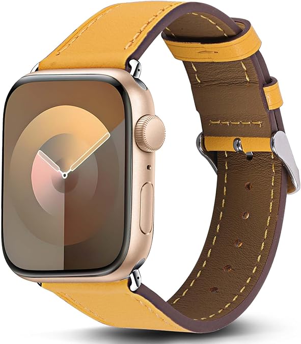 Genuine Leather Band Compatible with Apple Watch Bands for Women Men 49mm 46mm 45mm 44mm 42mm 41mm 40mm 38mm, Soft Leather Replacement Strap for iWatch Ultra/SE/Series 11 10 9 8 7 6 5 4 3 2 1