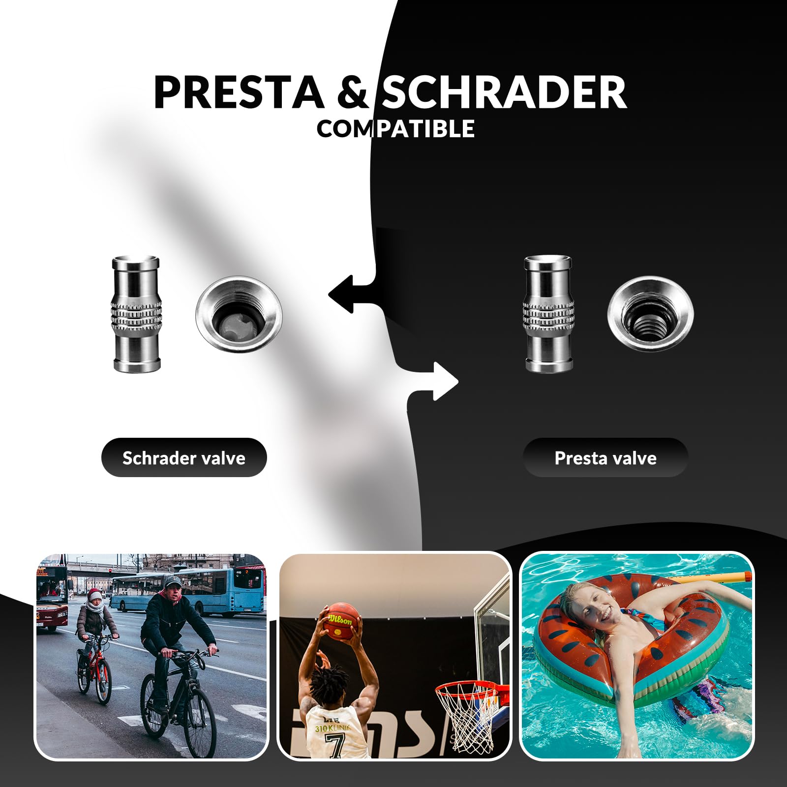 ROCKBROS Pompa per Bicicletta, Pompa Bici Portatile, Mini Pompa ad Alta Pressione 110PSI, Valvole Presta & Schrader, Adatto per MTB, Bici da Corsa