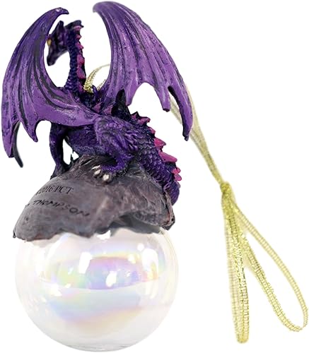 Miniatura 3 de Ebros Gift Ruth Thompson - Figura decorativa decorativa de dragón púrpura de 5 pulgadas de alto para Halloween, árbol de Navidad o para el hogar,