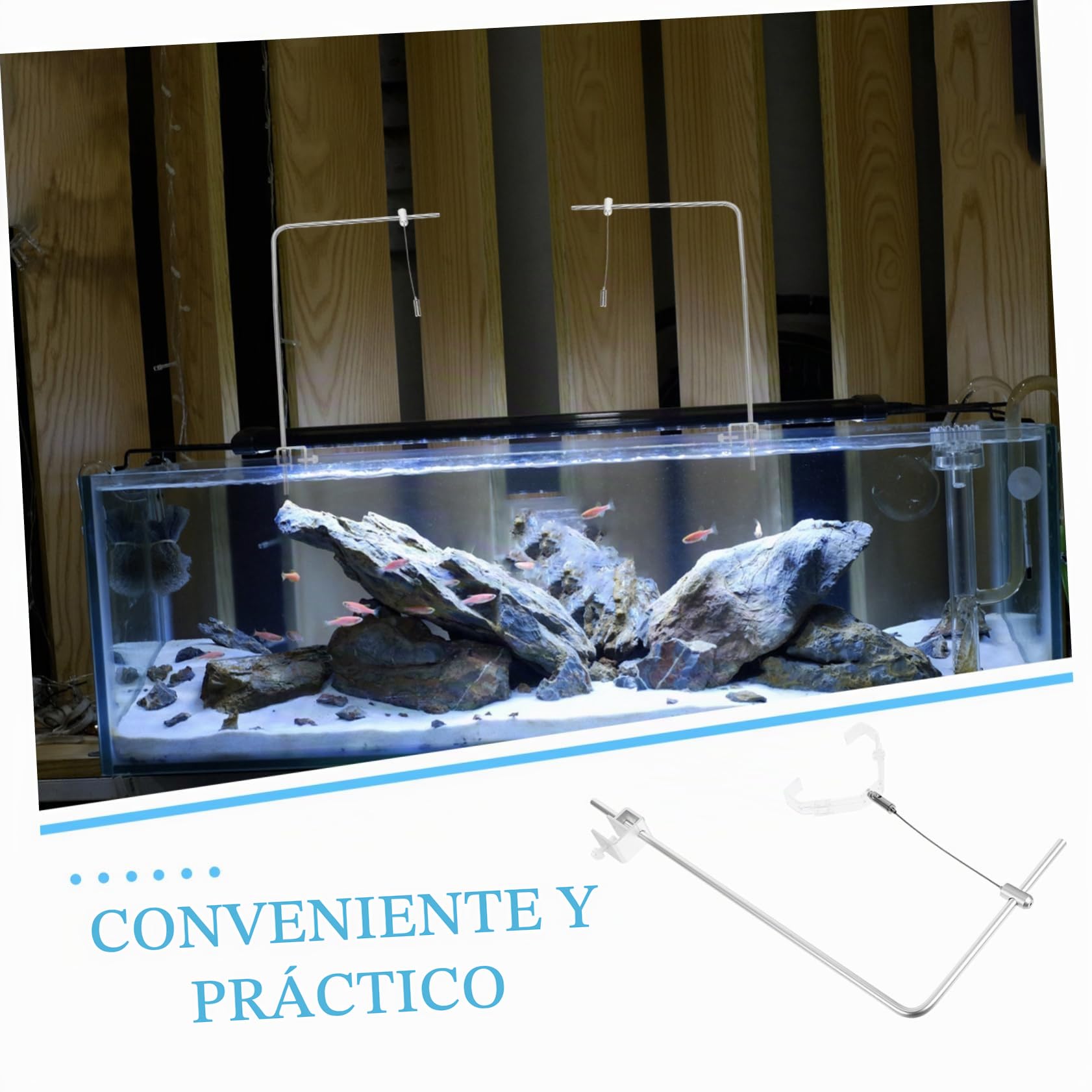Soporte De Luz Para Acuario Ajustable De Aluminio 15.74In Para Tanques De Agua Dulce Y Salada Soporte Colgante De Luz Pecera Fácil De Instalar 2 Piezas