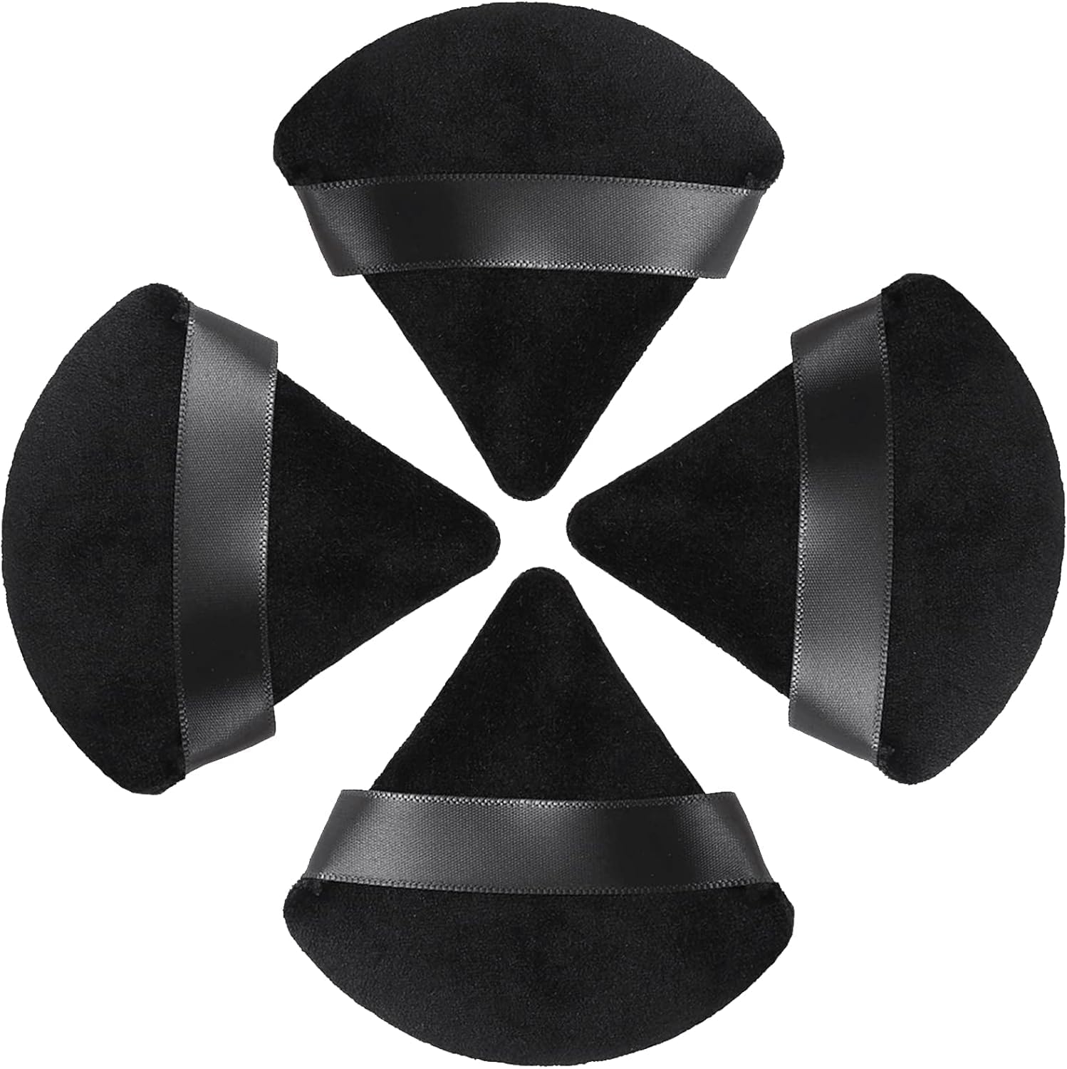 – 4 Pcs Powder Puff, Triangle Powder Puffs for Pressed Powder, Velvet Setting Makeup Puff Powder Sponge with Strap, Reusable Wet Dry Dual-use Face Make Up Cosmetics Cleansing Beauty Make-up Puff