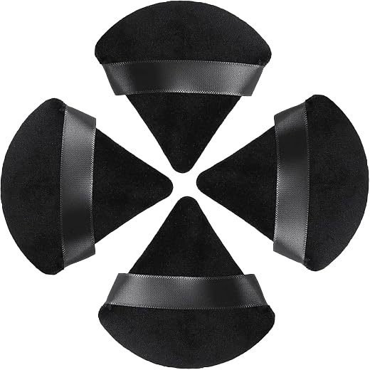 Borla Maquillaje, 4 Piezas Powder Puff Borlas Maquillaje Esponja Polvos Translucidos, Triángulo Kosmetics Beauty Puff Triangular Cosmético Aplicadores de Polvo Suelto Fundación Belleza Tools