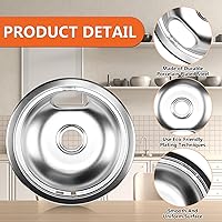 Vista 2 de 【UPGRADED】W10196405 W10196406 Electric Stove Burner Drip Pans & MP21YA MP15YA Electric Range Burner Element Unit Set fit for Whirlpool Kenmore Amana