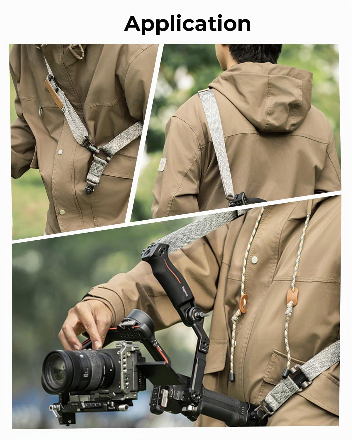 SMALLRIG RS3 RS2 Bandoulière Réduisant Le Poids Compatible avec SMALLRIG Poignée pour DJI, Ceinture à Cardan avec Boucles à Dégagement Rapide QD pour DJI RS4 Mini / RS4 Pro/RS 3/RS 2-4118C