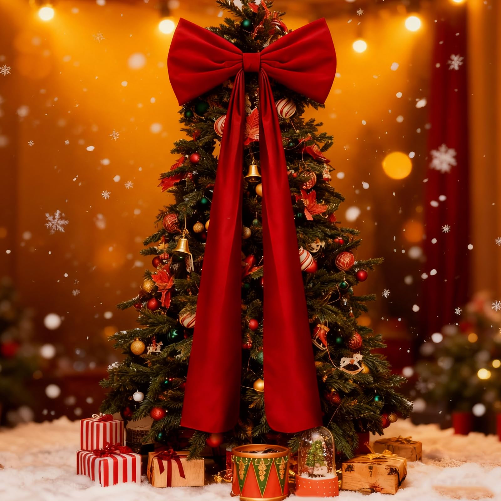 Grand nœud en tissu polyester doux pour décoration de sapin de Noël pour porte d'entrée, couronne, cheminée, emballage de mariage, grand nœud de Noël