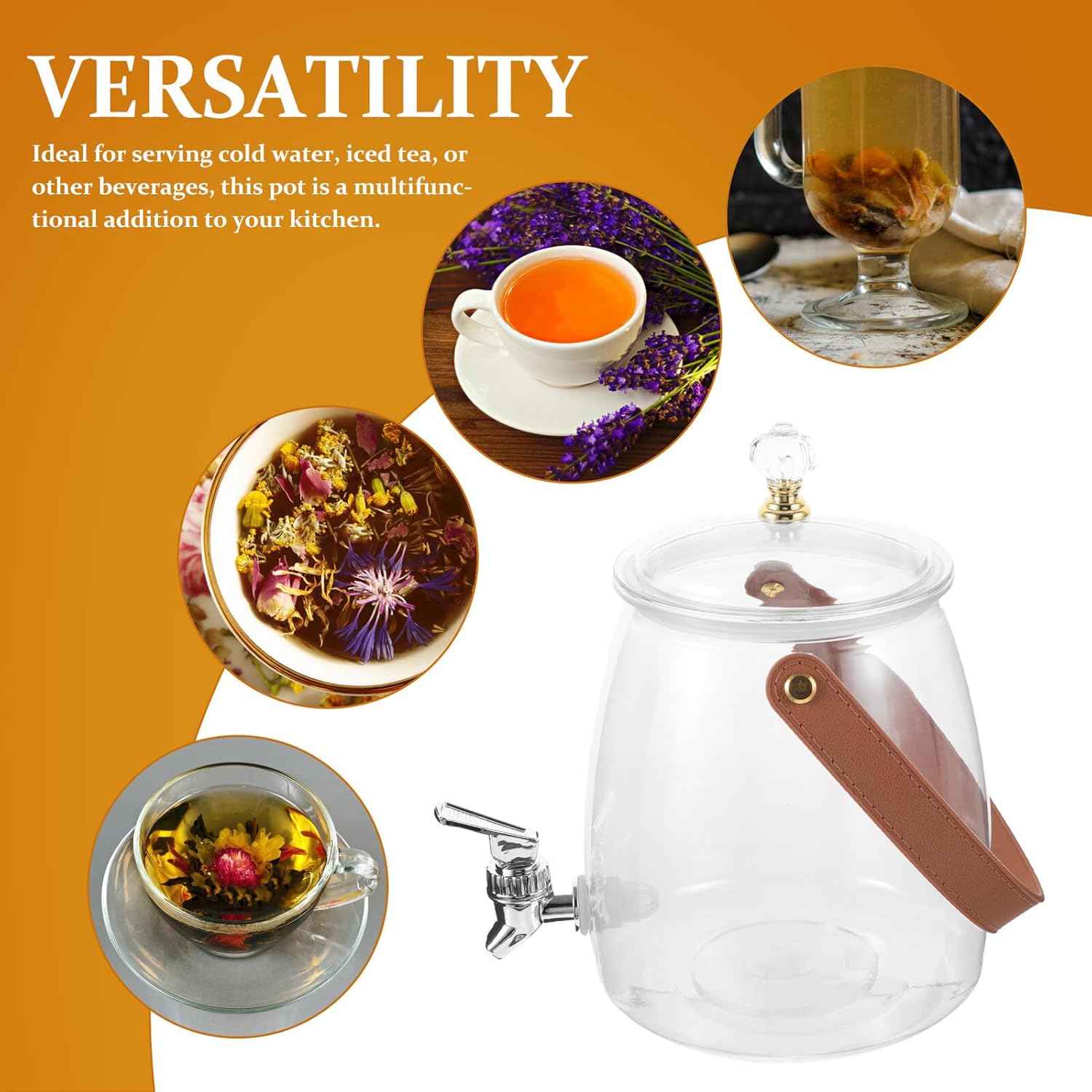 VICASKY 2l Plastic Drink Dispenser with Faucet Cold Water and Iced Tea Container for Home Use Beverage Pitcher with Electroplated Tap Suitable for Parties and Kitchen Serving