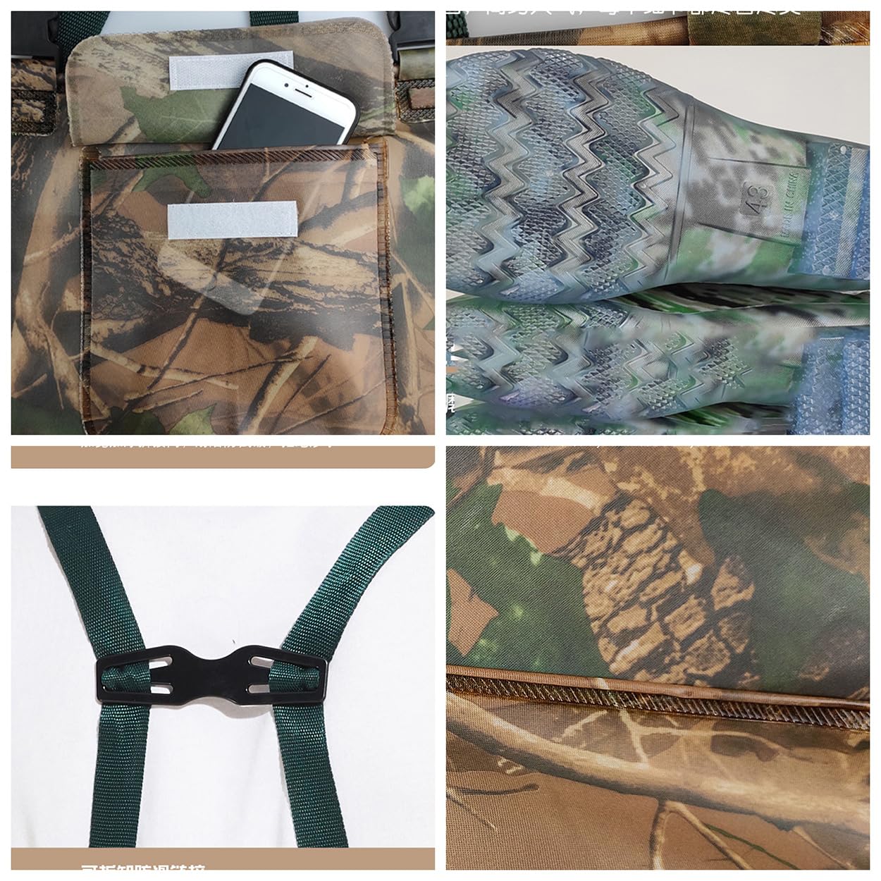 Waders uomo donna in neoprene traspirante con stivali in gomma antiscivolo composito PVC pantaloni da pesca Crosswater Waders per pesca sport acquatici