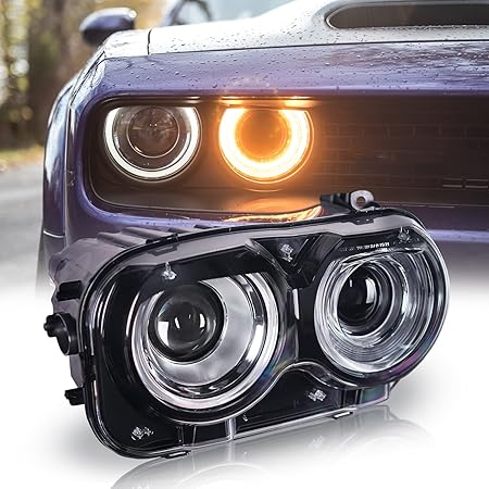 Led Headlights ForDodge Challenger 08-14 Vland RGB Dual Beam Projector Headlights Black - Foto 4