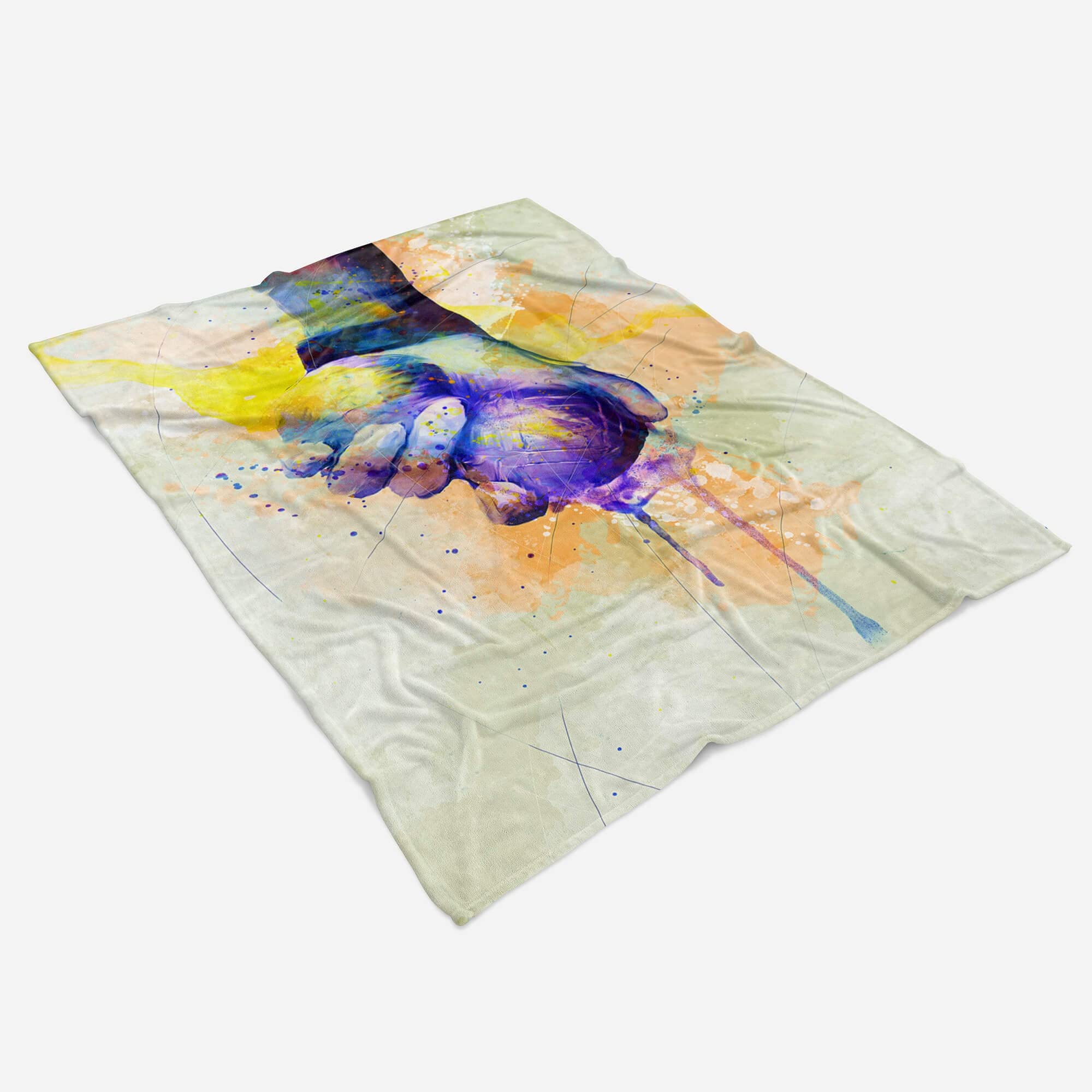 SplashArt Sport Handtuch Strandhandtuch Saunatuch Kuscheldecke Kunstvoll Boule Sporthandt Größe 180 x 130 cm (Tagesdecke - Sherpa Flies)