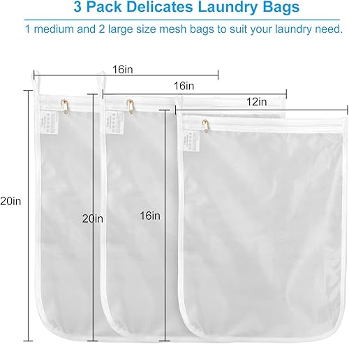 Vista 11 de GOGOODA Delicates - Bolsas de lavandería de malla fina para lencería, ropa interior, brasier, seda, calcetines con lazo para colgar