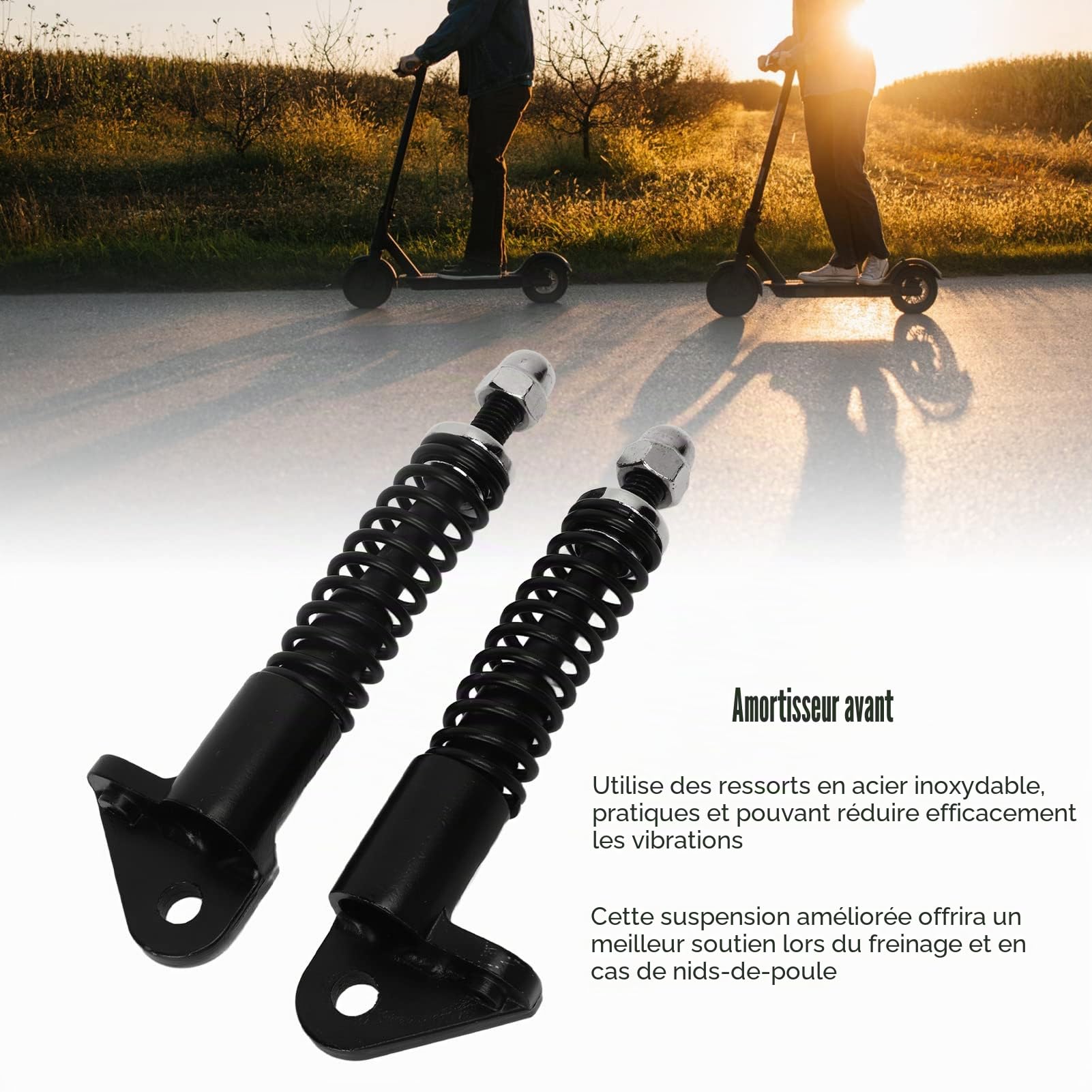 Lot 2 amortisseurs fourche avant trottinette électrique 20,3 cm