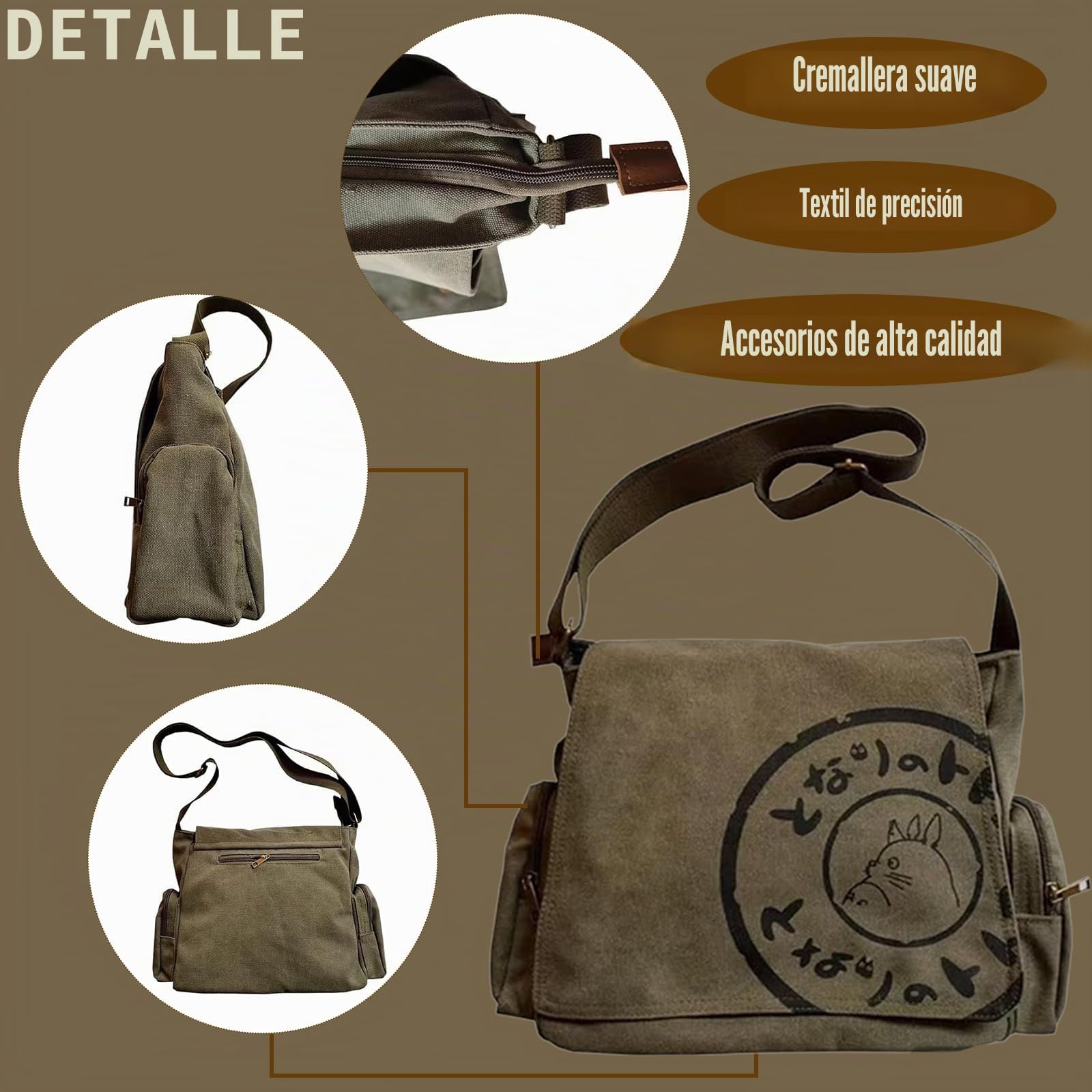 Japonés nuevo 2012 mi vecino Totoro lona mensajero bolsas de dibujos animados estudiantes libro Crossbody bolsas con múltiples bolsillos