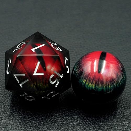 Miniatura 2 de Dados Dungeons and Dragons D20 con estuche de regalo, dados jumbo de globo ocular de 1.776 pulgadas (1.969 in), dados poliédricos de borde afilado