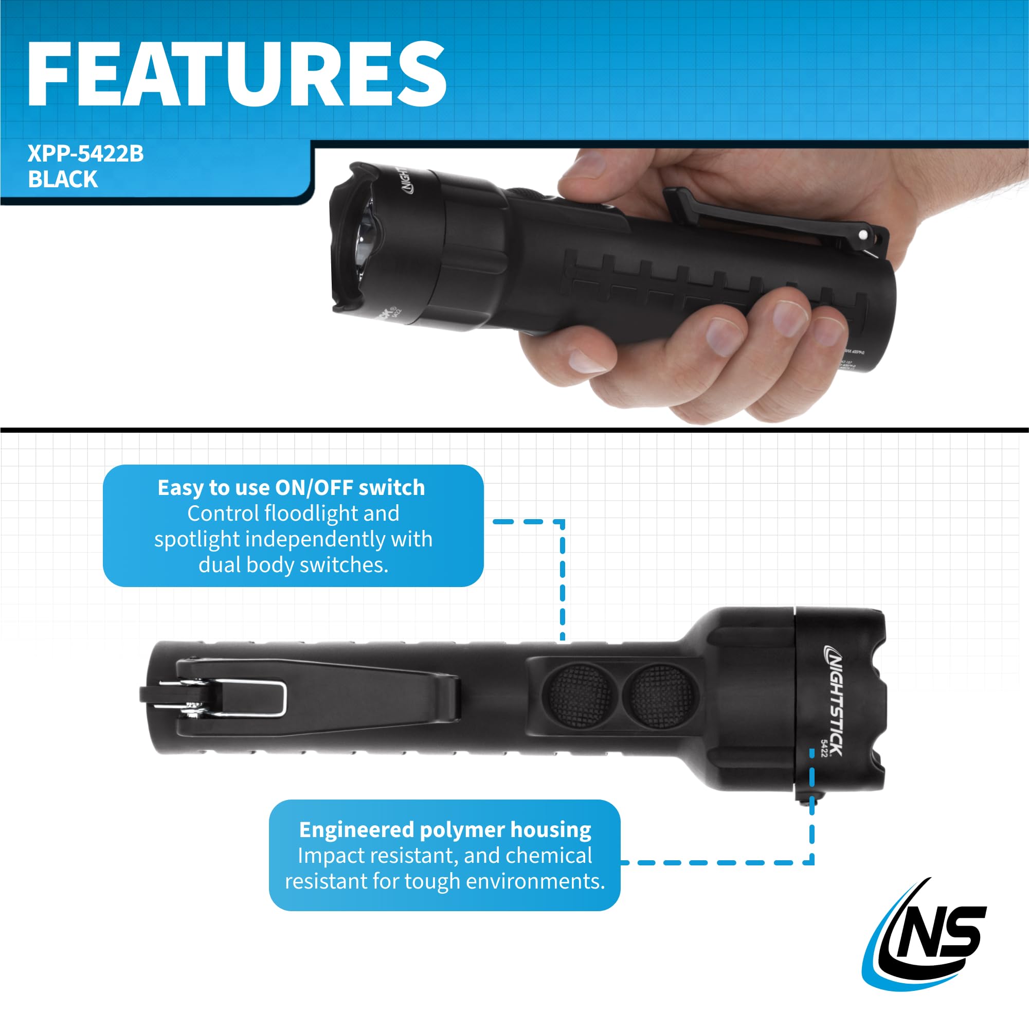Lampe De Poche Sécurité Nightstick XPP-5422G - 260 Lumens, Étanche IP67, Verte