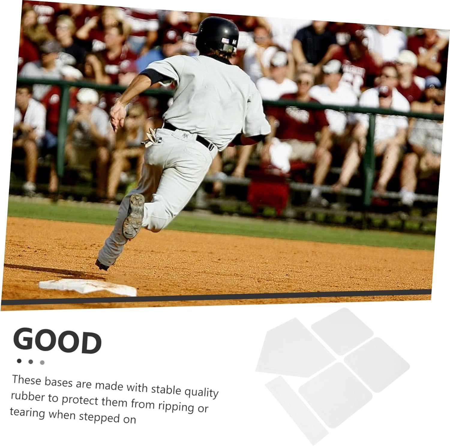 Baseball Field Bases 5pcs Set Rubber Softball Teeball Kickball Bases Non Slip Pitcher Plate Portable for Practice