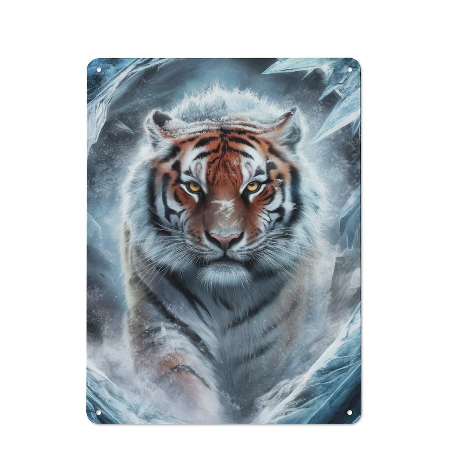 Vintage Retro Metal Sign 40x30cm Featuring Ice Age Tiger, Garage Wall Decor for Garage, Workshop, Shed Or Utility Room