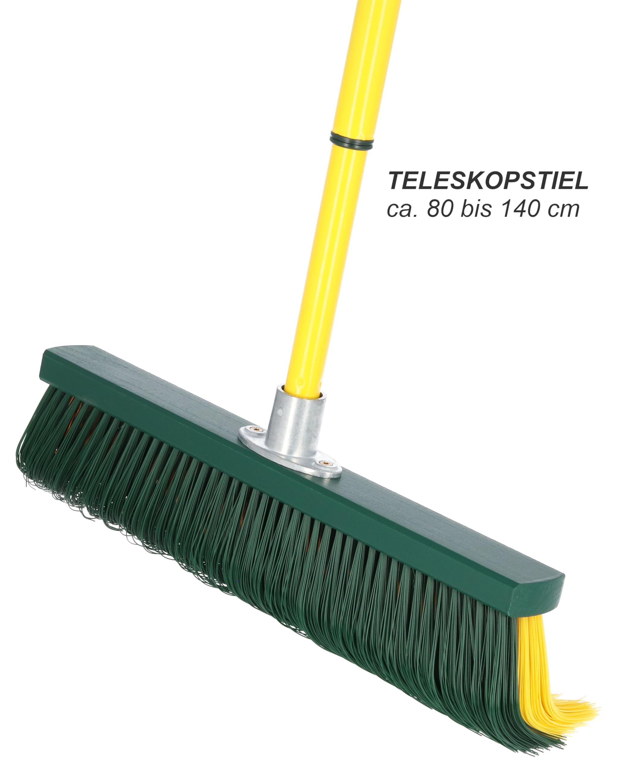 Krallenbesen mit Tiefenwirkung - Straßenbesen mit abgewinkelten Krallenborsten - Gartenbesen mit Teleskopstiel - Spezialbesen für Haus, Hof & Garten - Made in Germany - Breite: 45cm