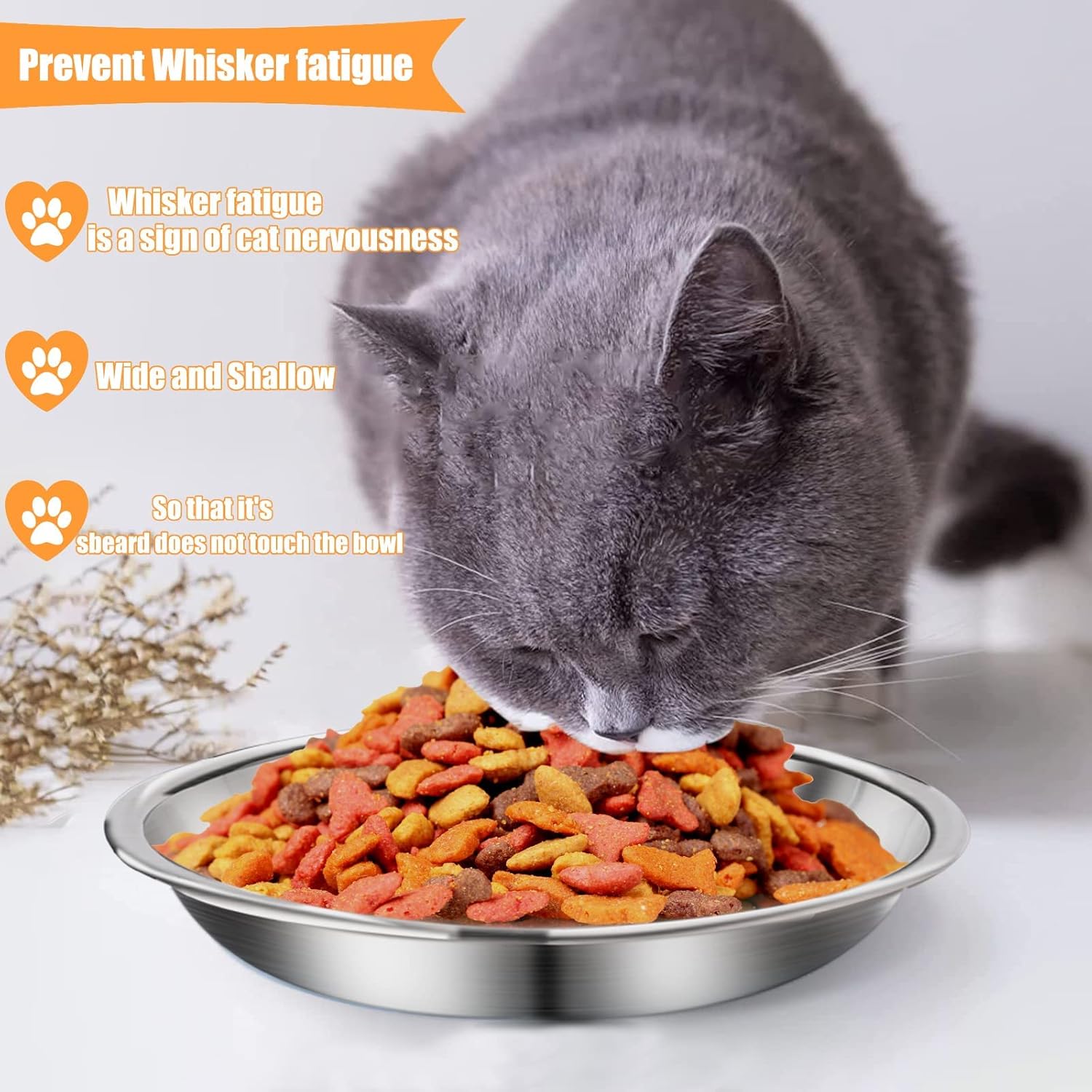 24 Pcs Stainless Steel Cat Bowls Shallow Pet Dish Food Replacement Whisker Relief Cat Water Dish for Small Dogs and Cats